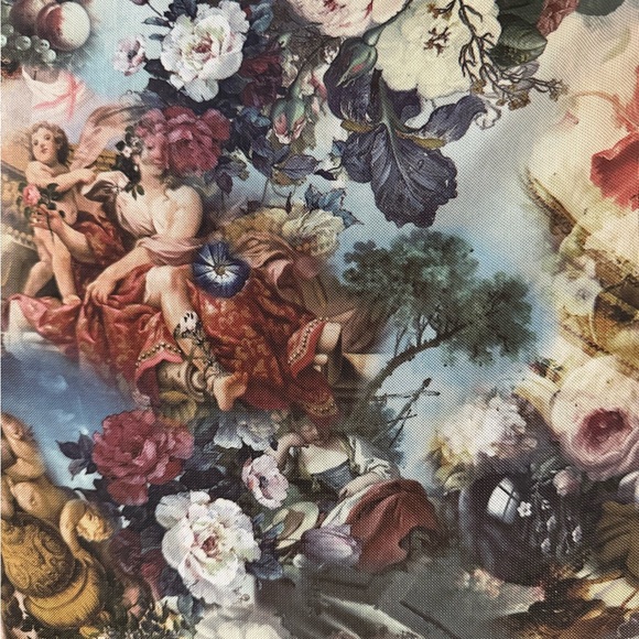 Almost Famous Y2K Renaissance Art Mesh Top Short Sleeve Size M - Picture 2 of 4